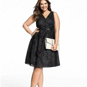 NWT Lane Bryant Perforated Eyelet Dress Black Multicolor Plus Size 18 H12952